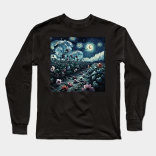 Enchanted Flower Garden Night: Hibiscus Starry Floral Long Sleeve T-Shirt